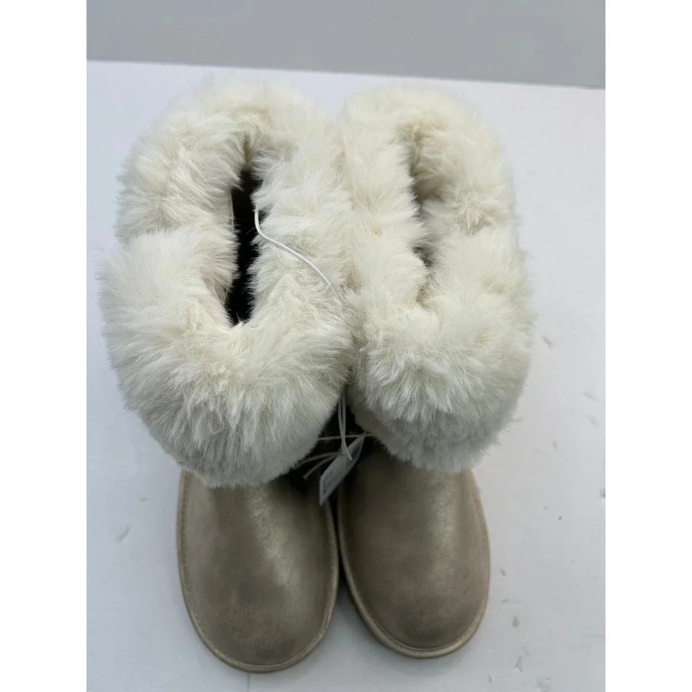 The Children's Place Metallic Faux-Fur Kids' Boots Size 2 Gold